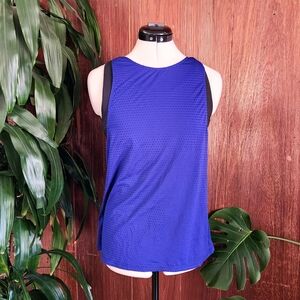 Athleta Blue & Black Sports Bra & Attached Mesh Tank Top Medium
